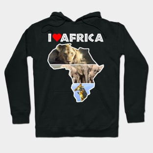 I Love Africa Wildlife Collage Map Hoodie